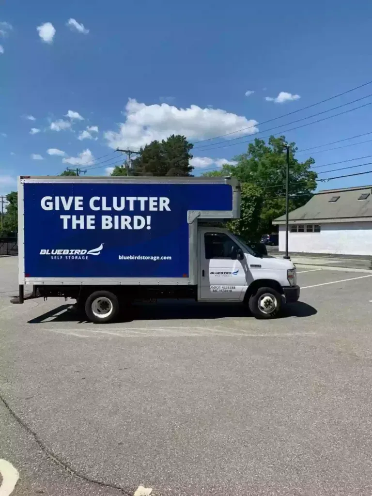 Bluebird Self Storage moving truck.